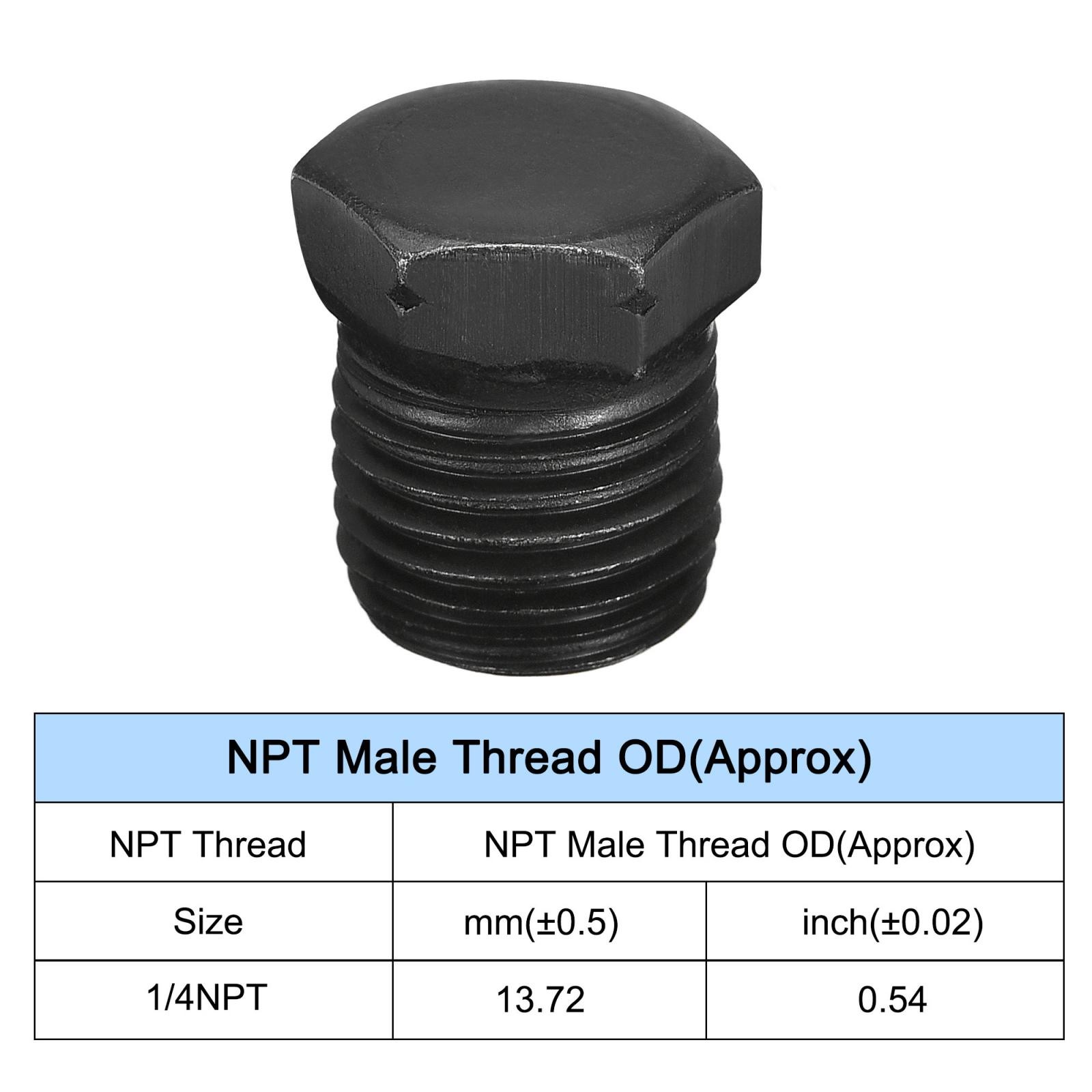 Outer Hex Head Socket Pipe Fitting Plug 1/4NPT Male Thread Carbon Steel 4Pcs