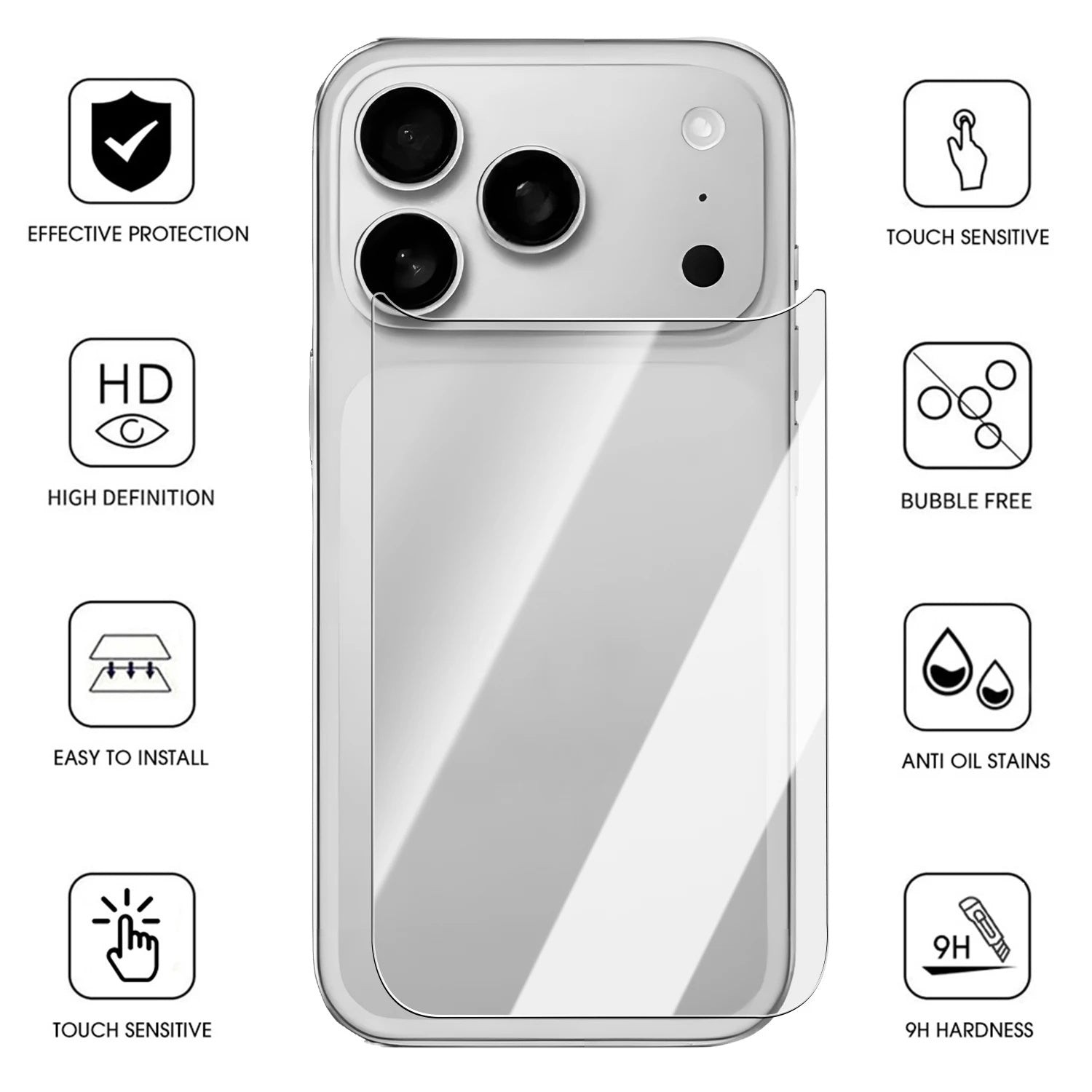 Back Protector Compatible With iPhone 17 Rear Tempered Glass Protection