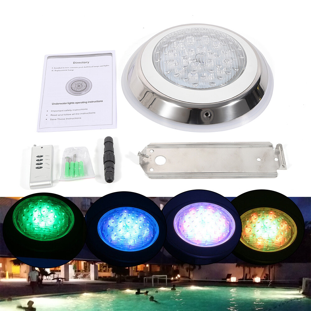 12V 54W RGB LED Swimming Pool Light Underwater SPA Waterproof Lamp W/ Remote US