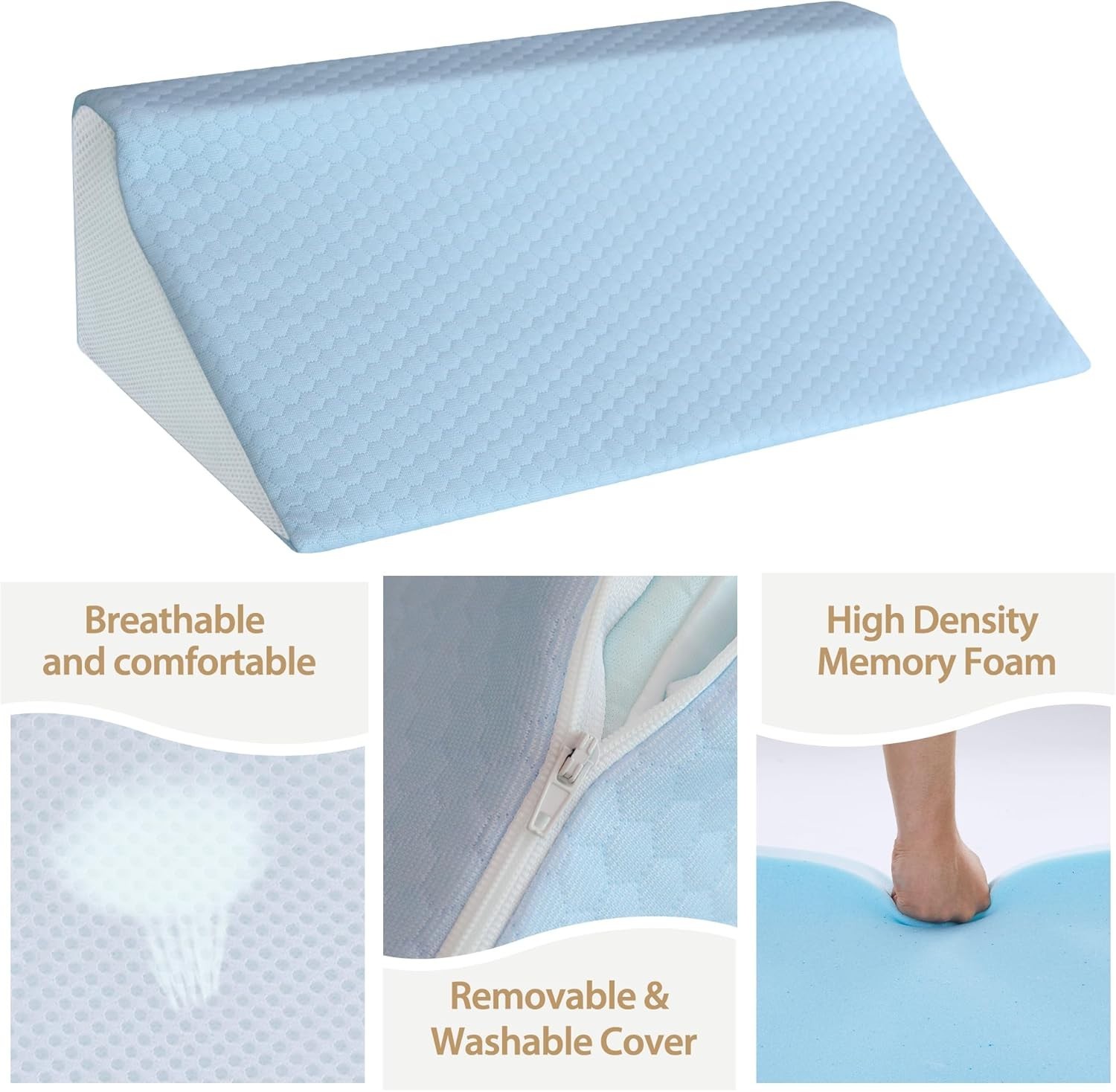 Wedge Pillow for Side Sleeping, Memory Foam Back Pillow Positioners for Side ...