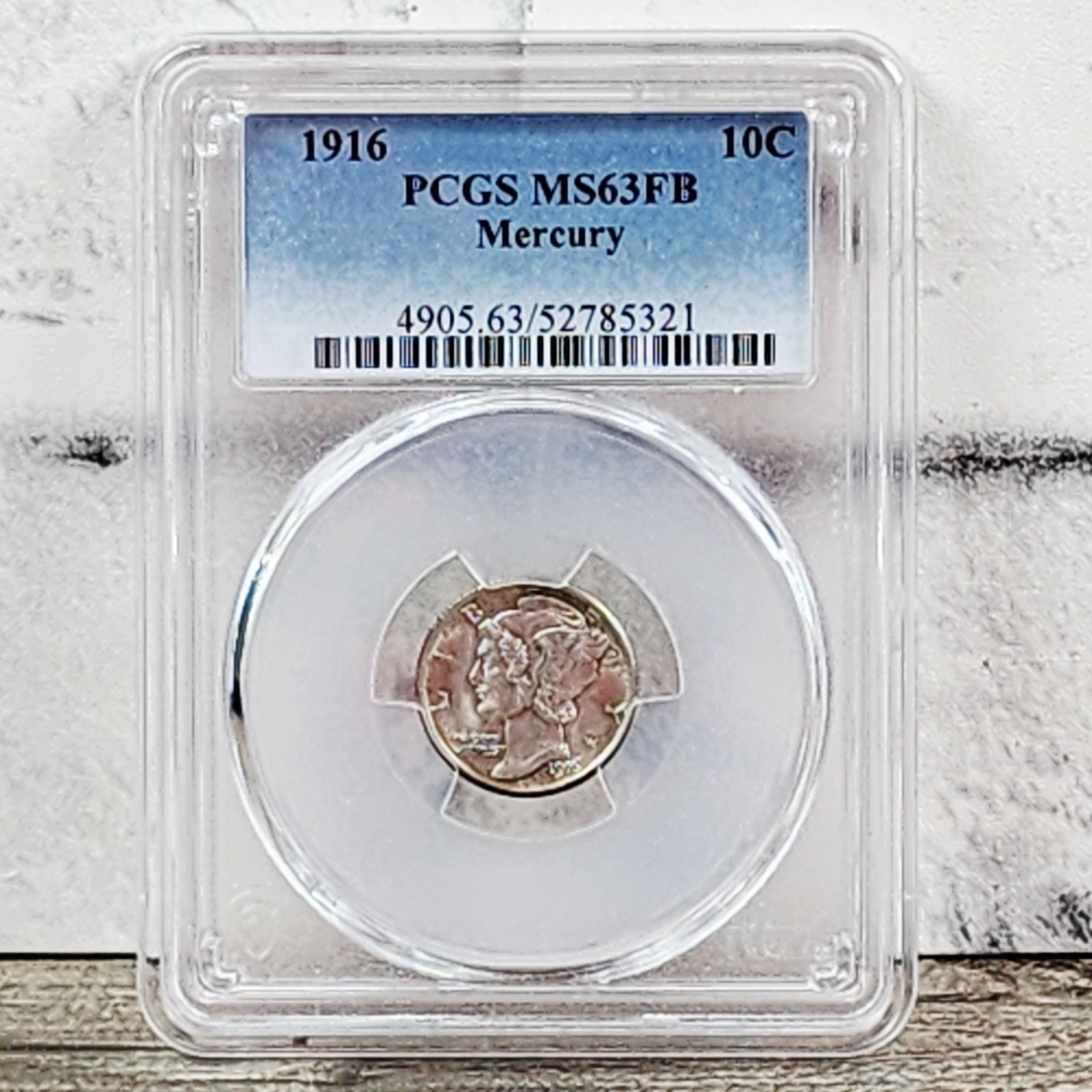 1916 P PCGS MS63FB Mercury Dime 10c US Mint Silver Coin 1916-P MS-63FB GRADED