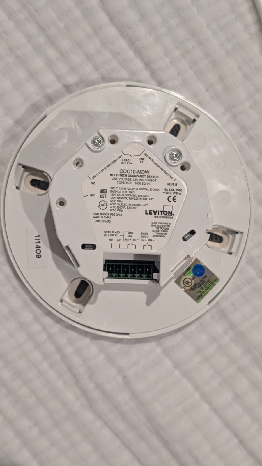 Leviton ODC10-MDW 120-277V 1000 Sq Ft Occupancy Sensor Ceiling, White