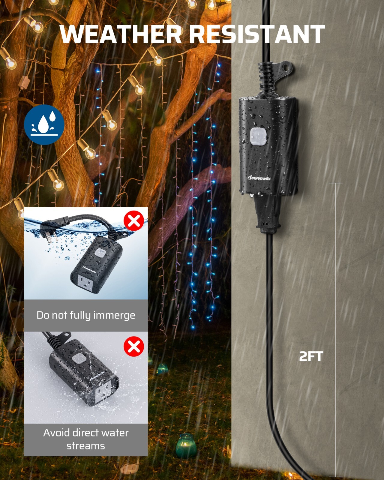 DEWENWILS Outdoor Remote Control Outlet, 2 Remote Controls+1 Outlet, FCC Listed