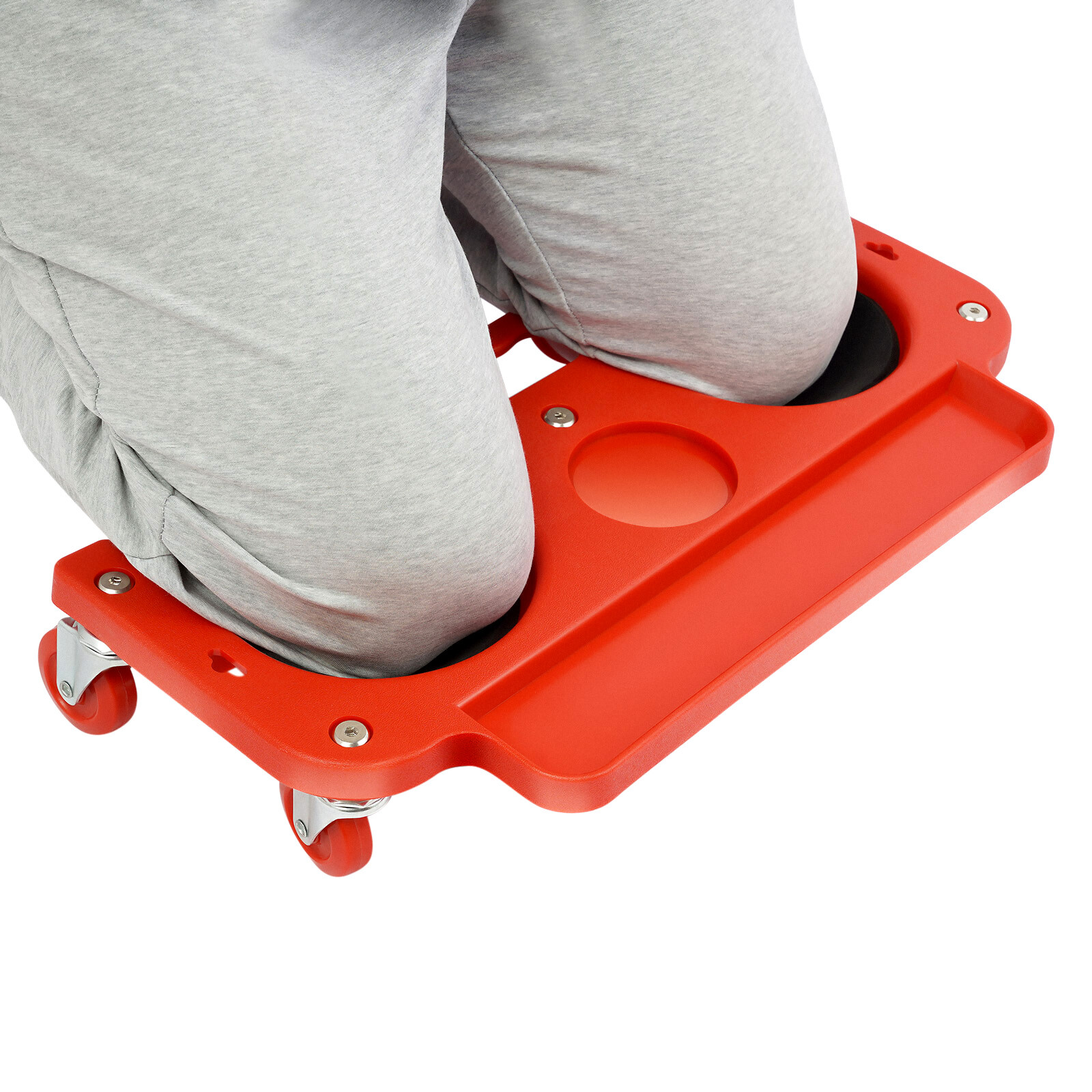 Rolling Knee Pads With Wheels Creeper Used For Tile Work Floor Construction Red