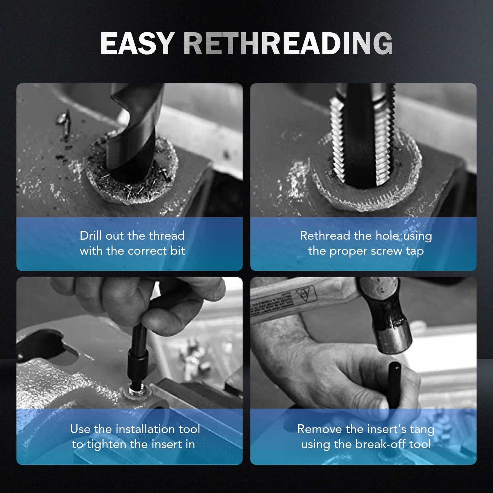 Thread Repair Kit Metric SAE Thread Restorer with HSS Drill Bits