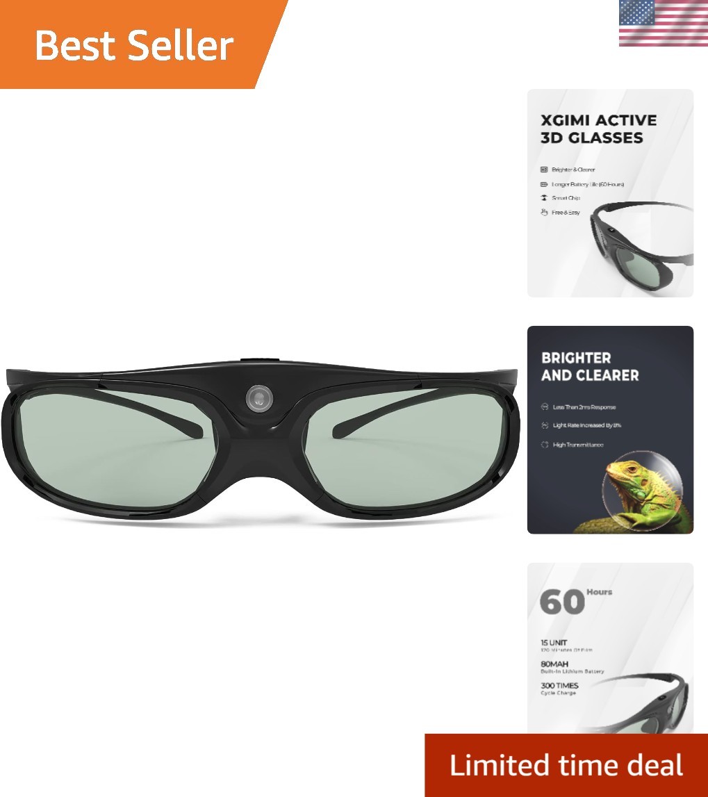 Lightweight 3D Glasses with 90mAh Battery - Enjoy Vivid Colors Anywhere!