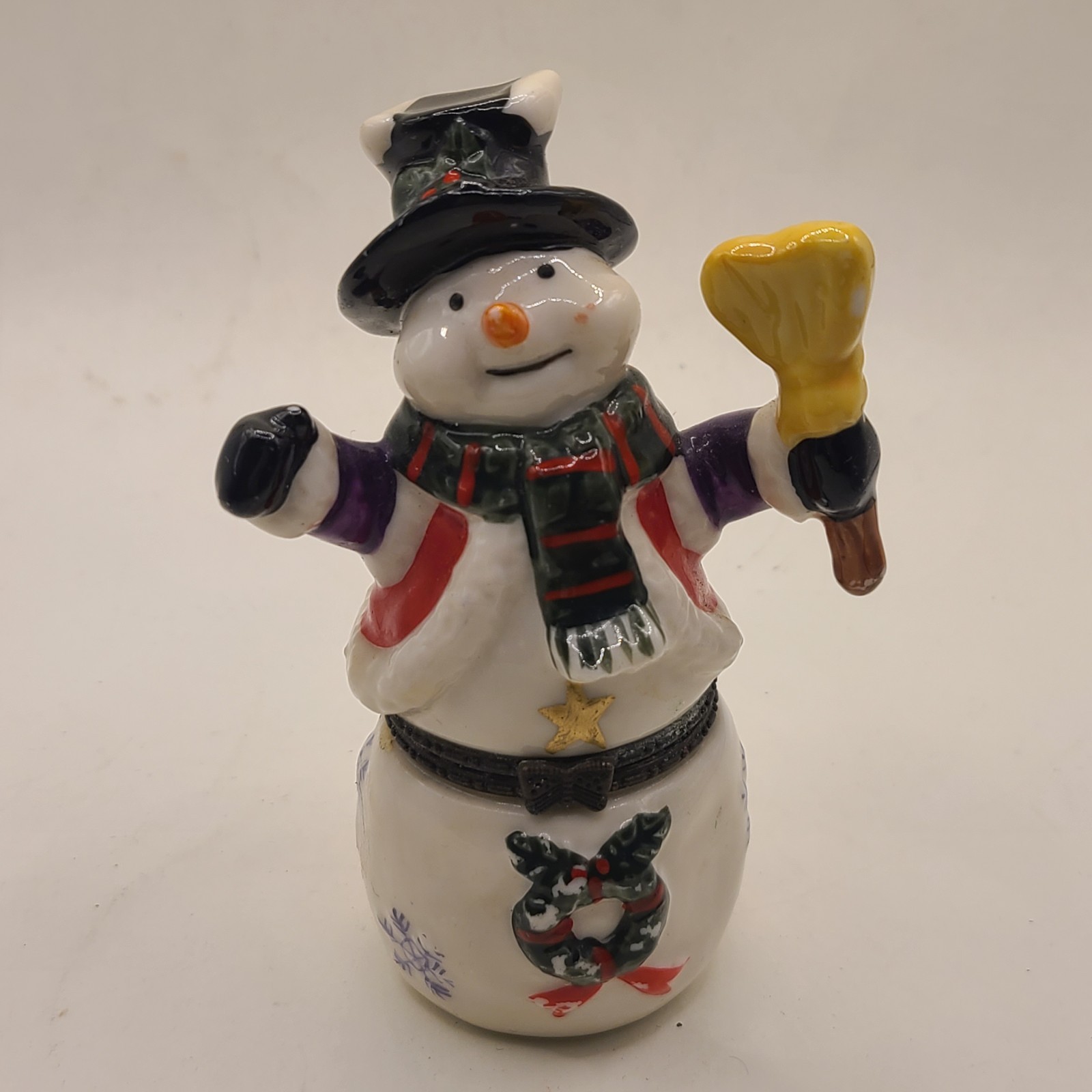 Christmas snowman ceramic trinket box.