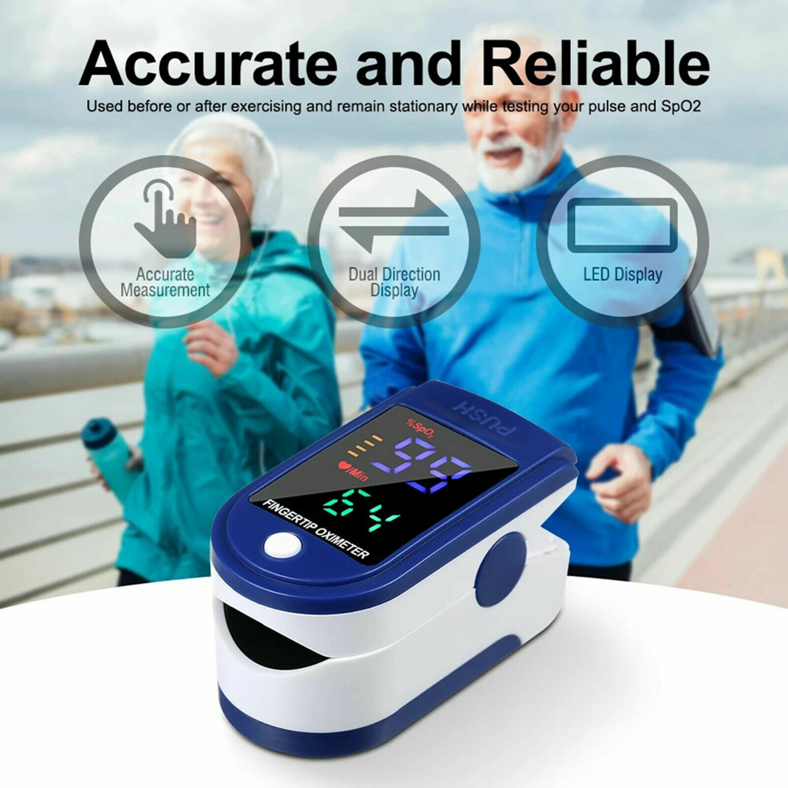 Finger Tip Pulse Oximeter Blood Oxygen Sensor tester SpO2 Heart Rate Monitor LED