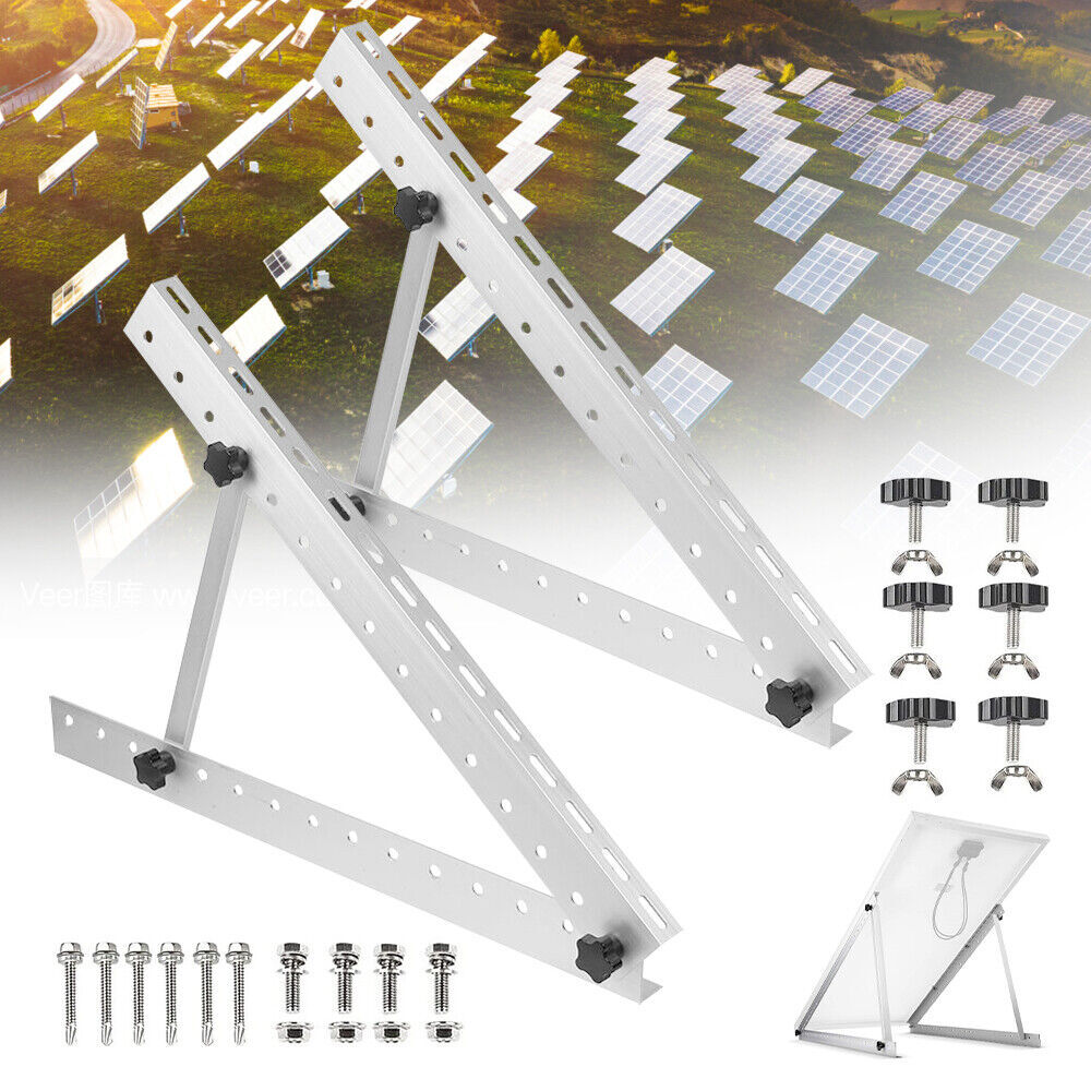 2 Set Adjustable Solar Panel RV Tilt Mounting Rack Bracket Rooftop Flat Surface