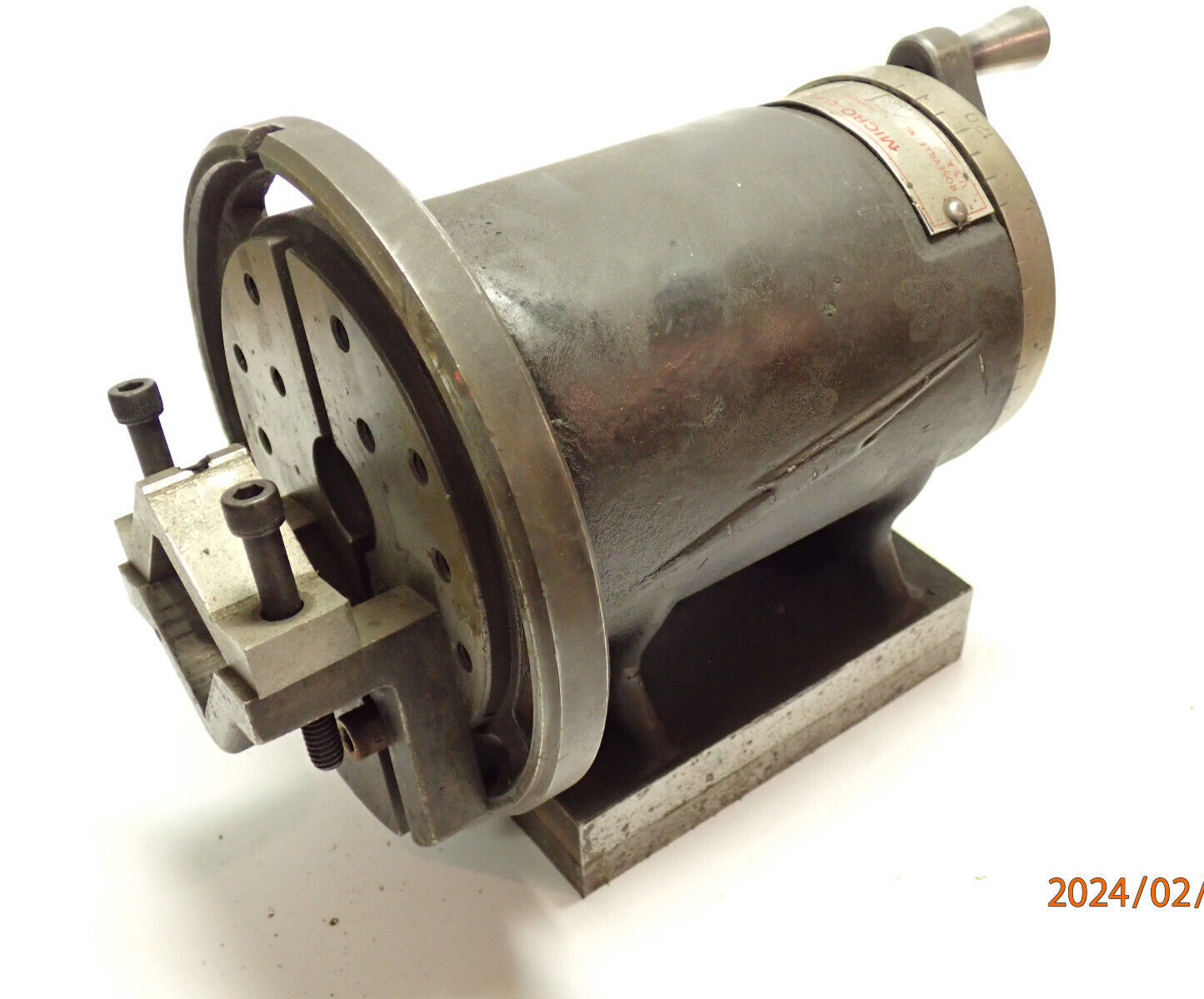 SIMCO MICRO GRIND 5C COLLET SPIN FIXTURE W/ FACEPLATE V BLOCK ATTACHMENT