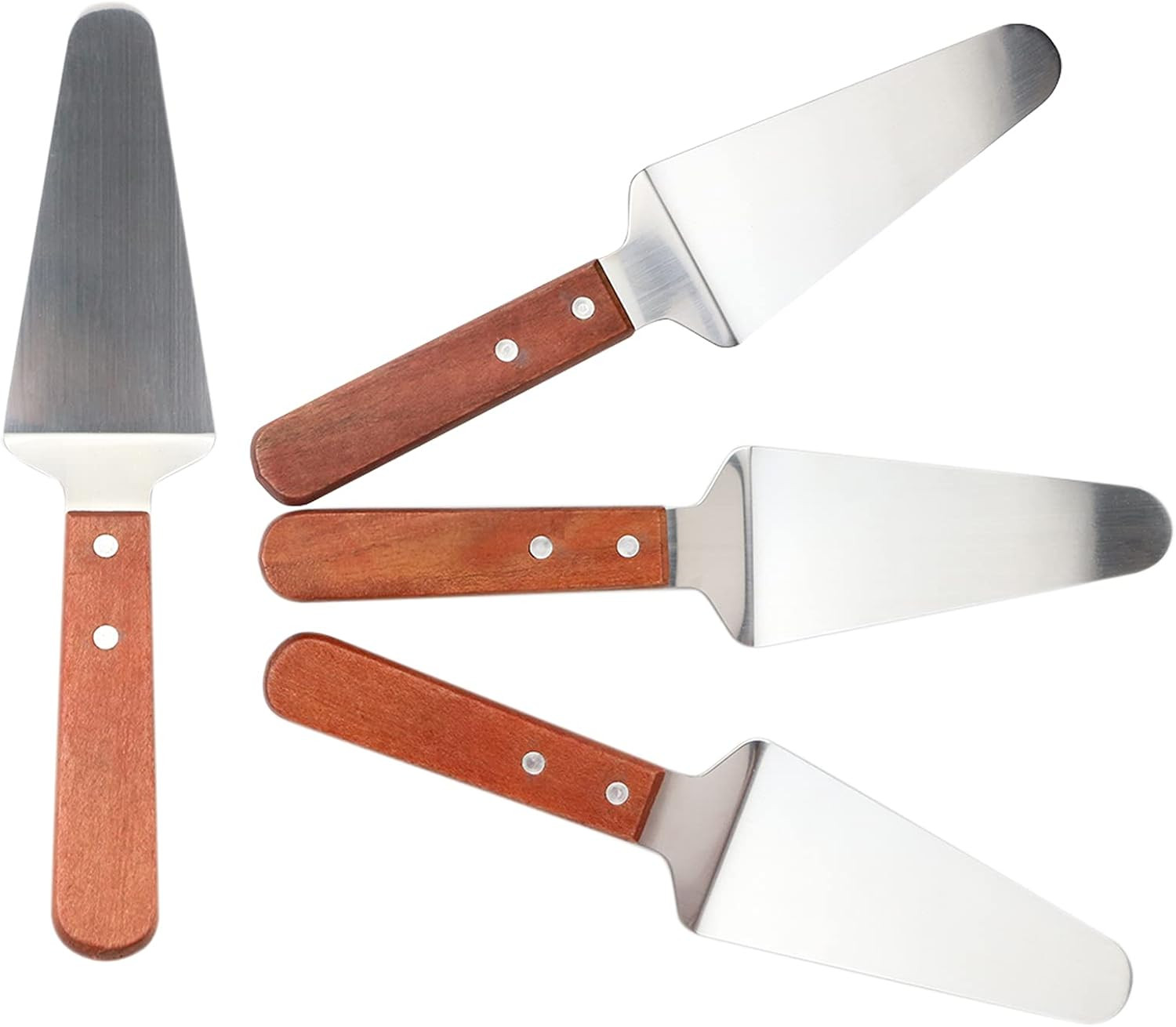CZWESTC 4 Pcs Stainless Steel Pizza Servers with Wooden Handle Triangular Spa...