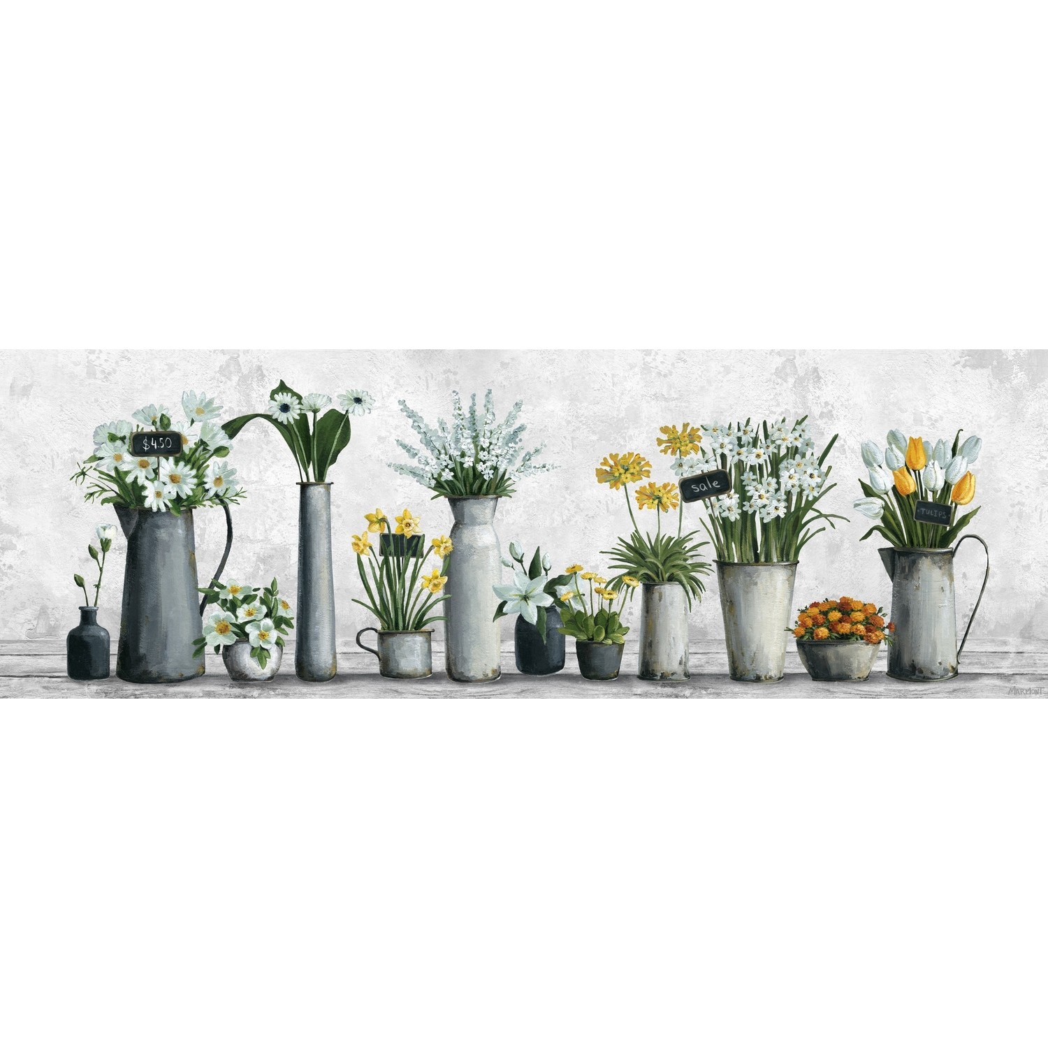 Marmont Hill White and Yellow Flowers Painting Print on Wrapped Canvas