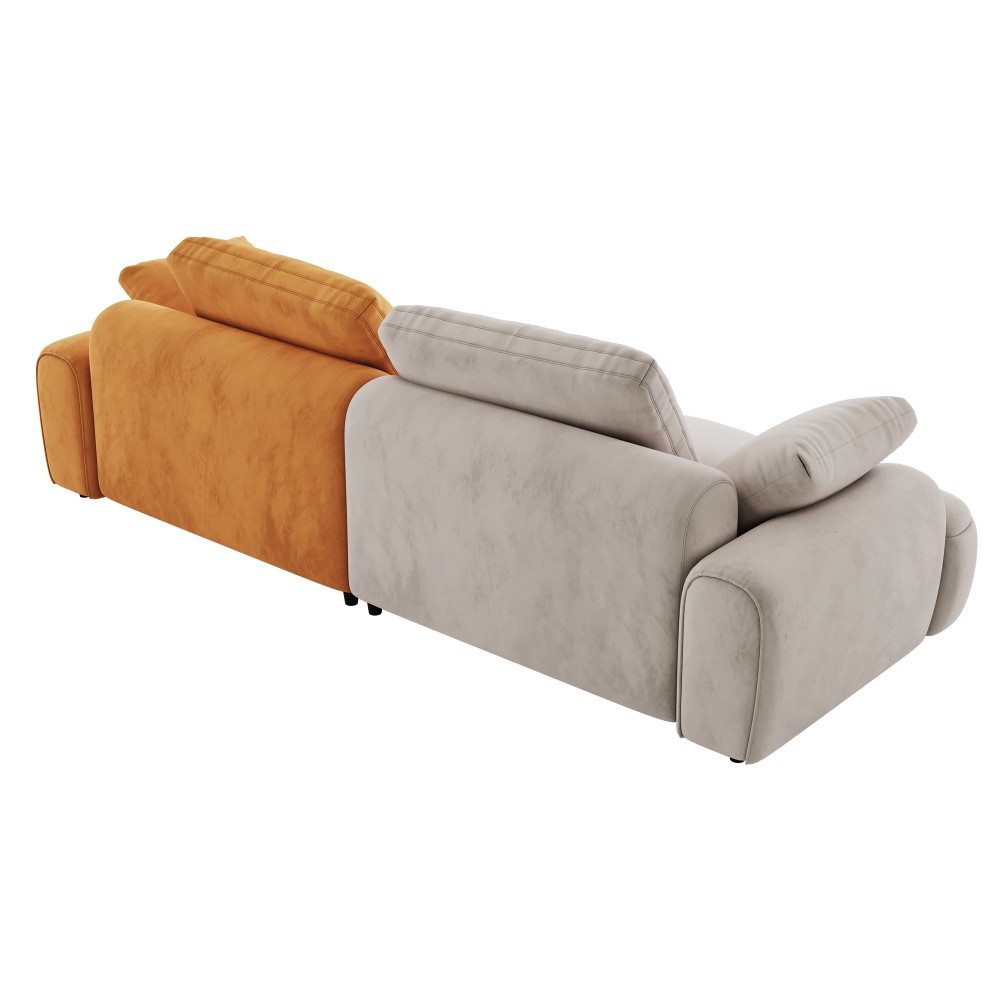 Modern 2-Seat Sofa Gray Yellow Suede Velvet Sofa Upholstered Free Shipping