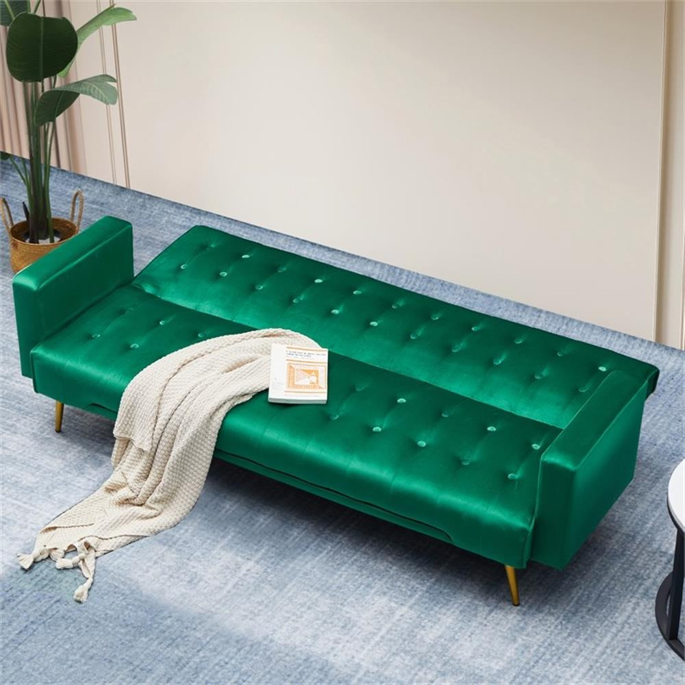 Kingway Furniture Jeffery Velvet Convertible Sofa in Green