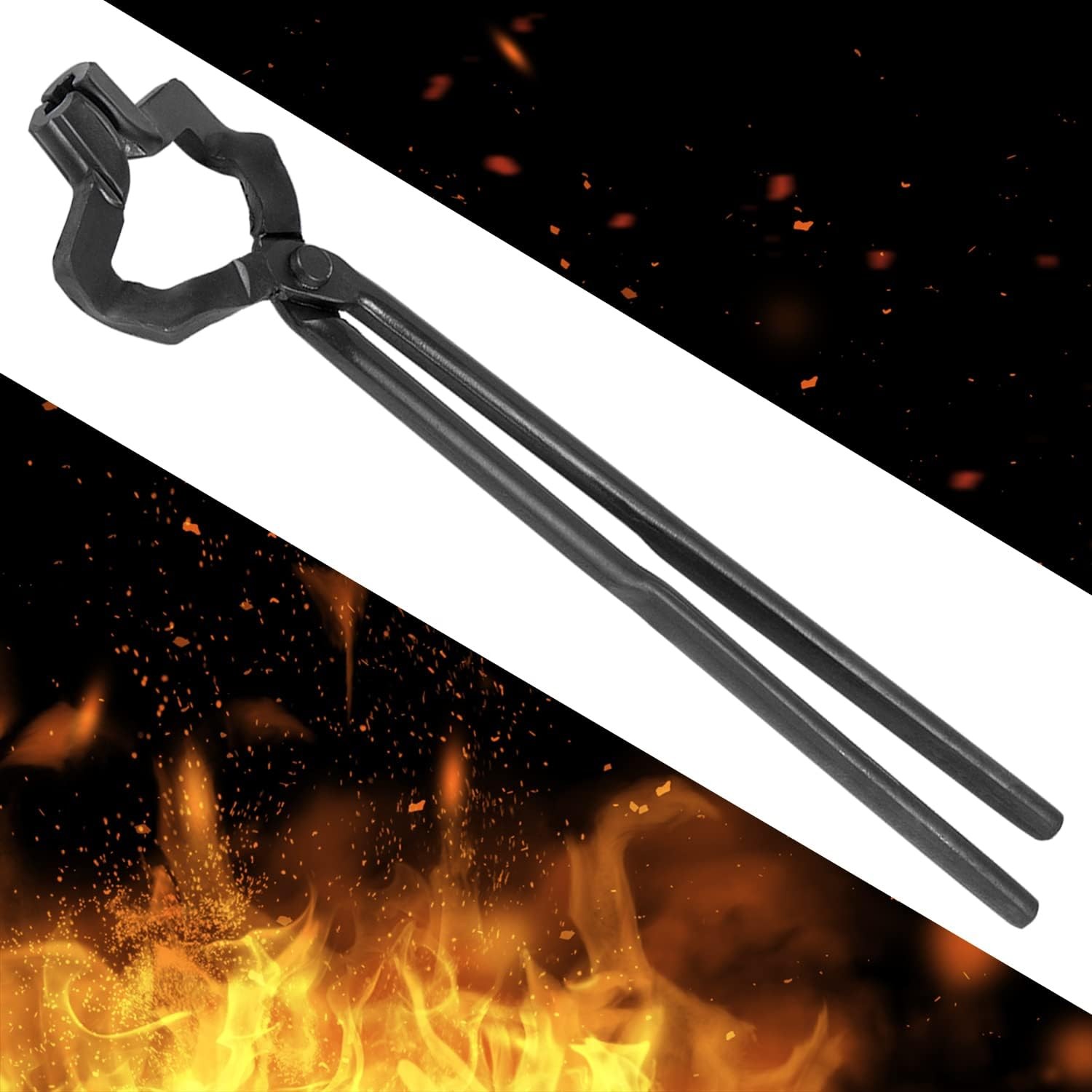 Steel 16inch Z- V-Bit Style Tongs Z-Jaw Offset Tongs For Blacksmith Knife Making