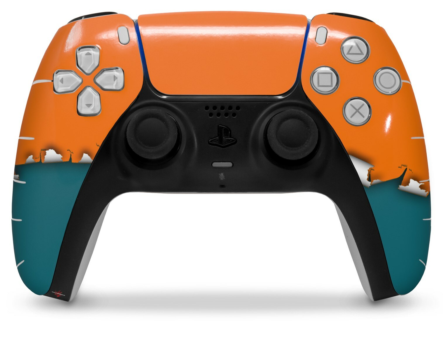 Skin Sony PS5 Controller Ripped Colors Orange Seafoam Green
