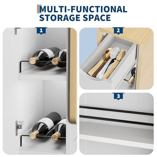 Folding Dining Table with Storage, Folding Kitchen Table with 6 Burlywood