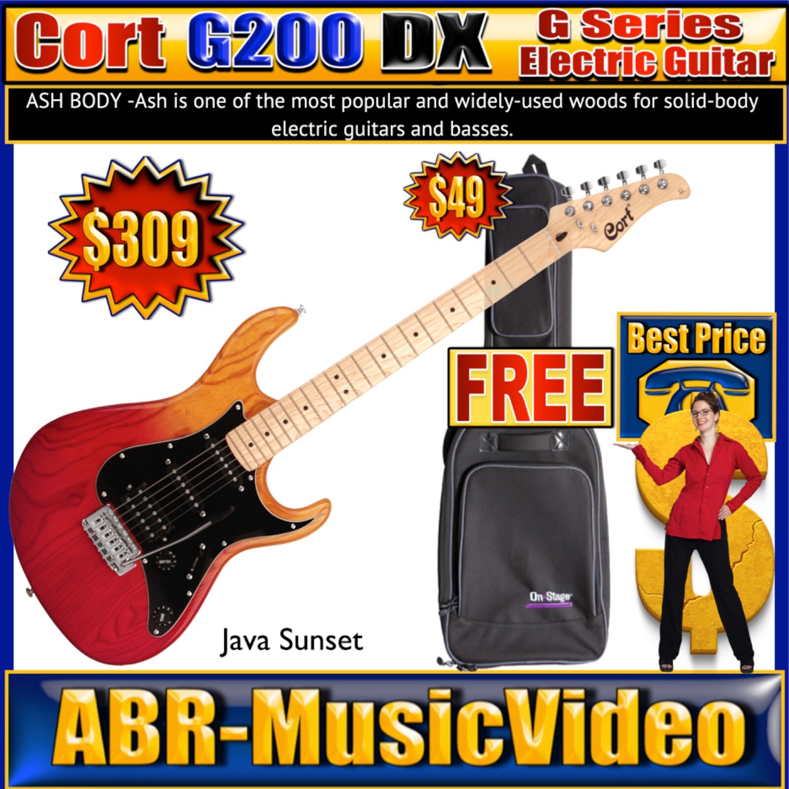 Cort X700 DUALITY AVB X Series Guitar & Line 6 Spider V 20 MkII 1x8" 20-watt