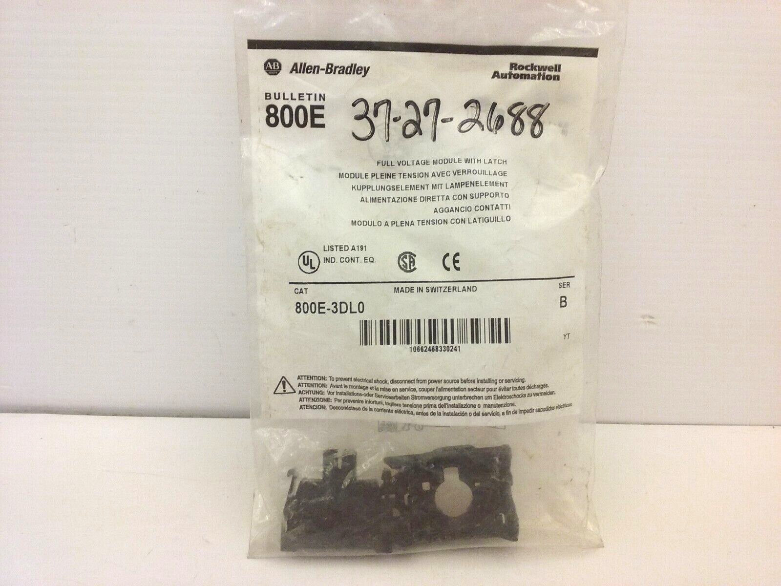 ALLEN BRADLEY 800E-3DL0 FULL VOLTAGE MODULE W/LATCH MOUNT  NIB