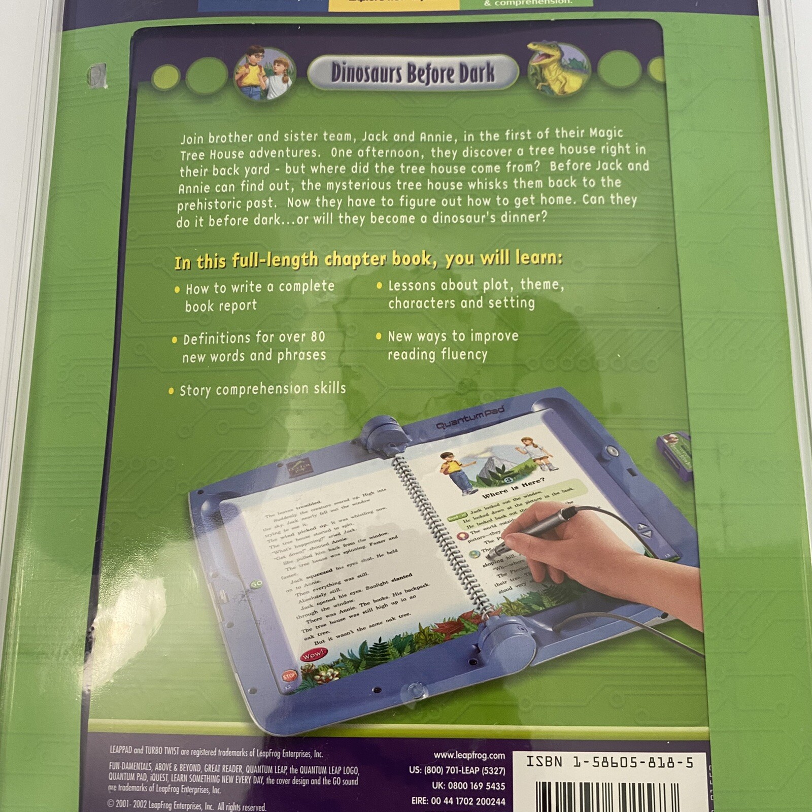 Leap Frog Quantum Pad Dinosaurs Before Dark Magic Tree House Book/Cartridge NEW