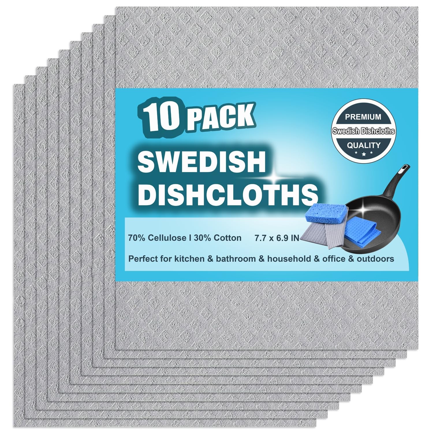 12 Packs Swedish Dishcloths for Kitchen, Reusable Paper Towels Compostable Sw...