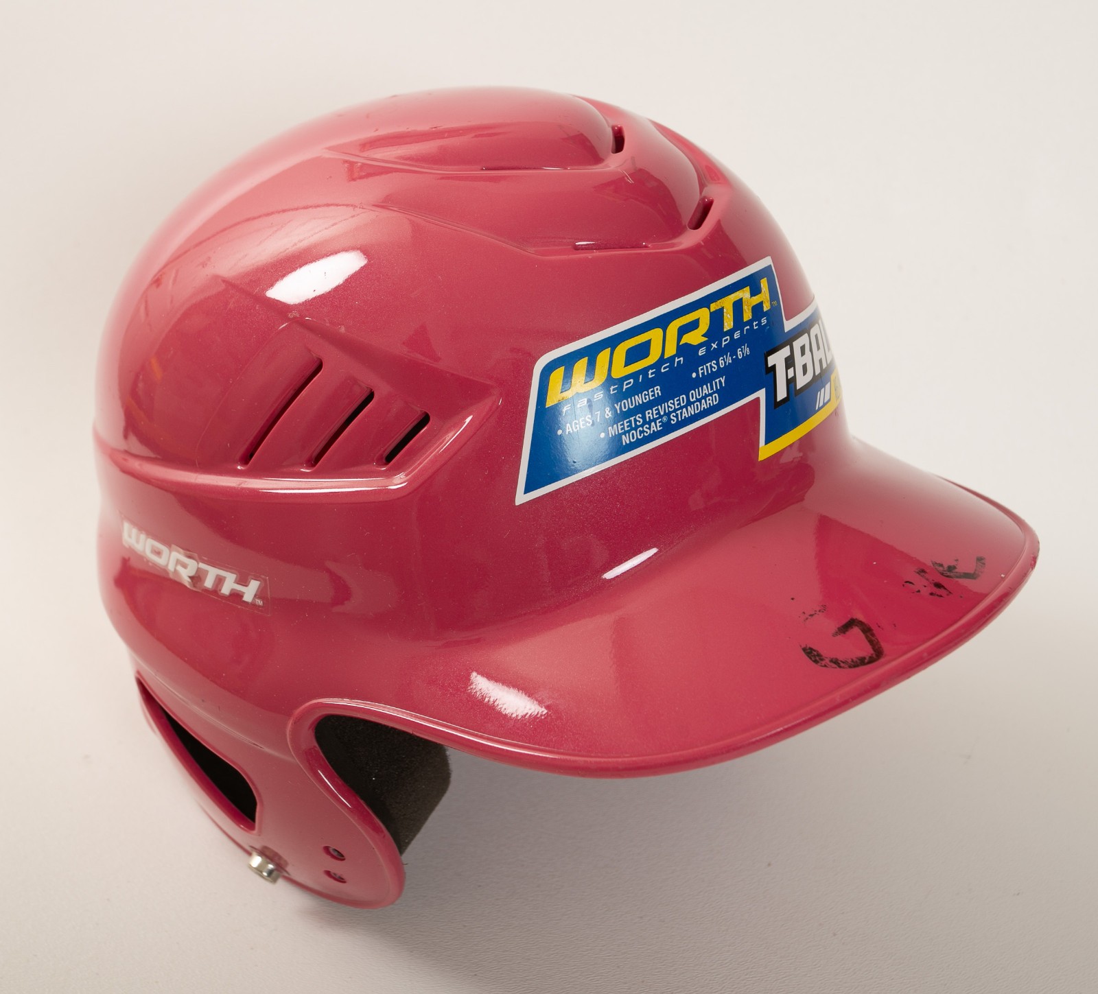Worth T Ball Pink Helmet (UI1/JSF6) Fits 6&1/4 to 6&7/8 7 Yrs & Younger Girls