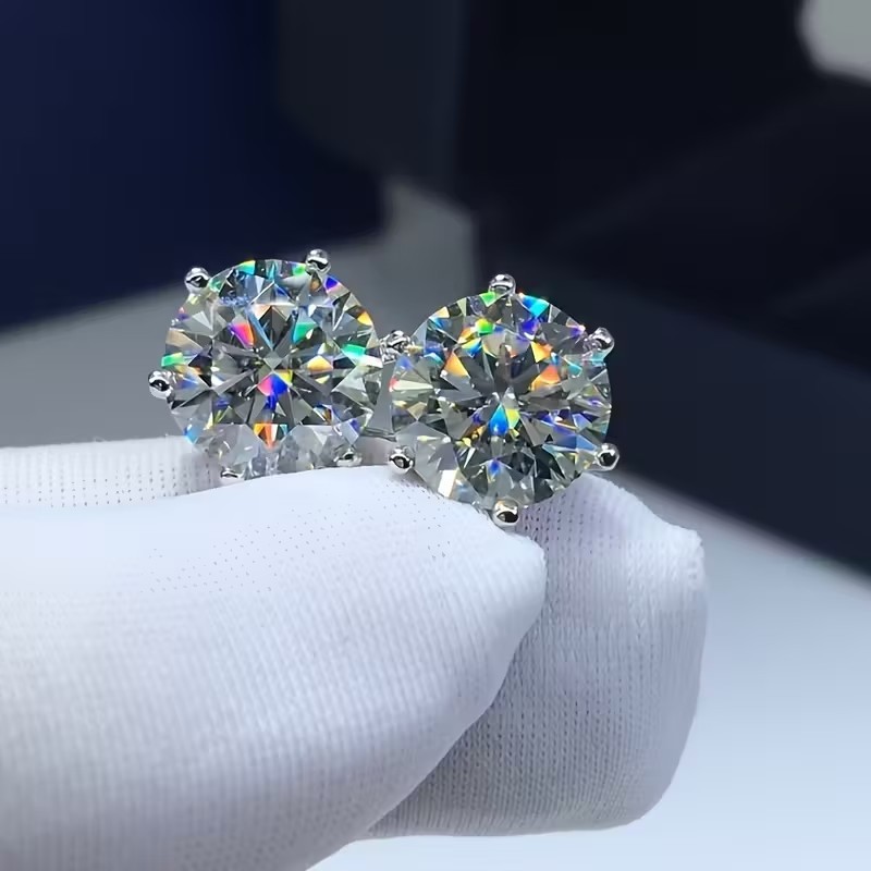 925 SS GENUINE MOISSANITE EARRINGS 2.00 CTW. 1 CT EACH EARRING 925 SS