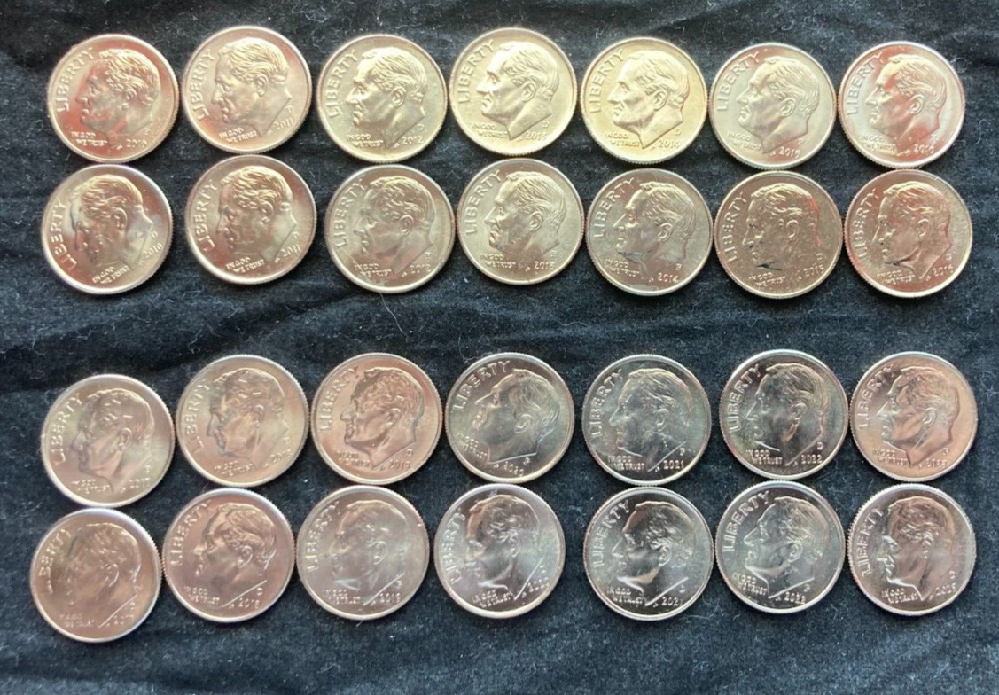 2010 - 2026 P & D Roosevelt Dime Run Bu 34 coin Set