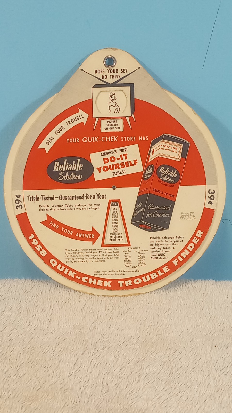 Vintage 1958 QUIK-CHEK Trouble Finder for TV Tubes