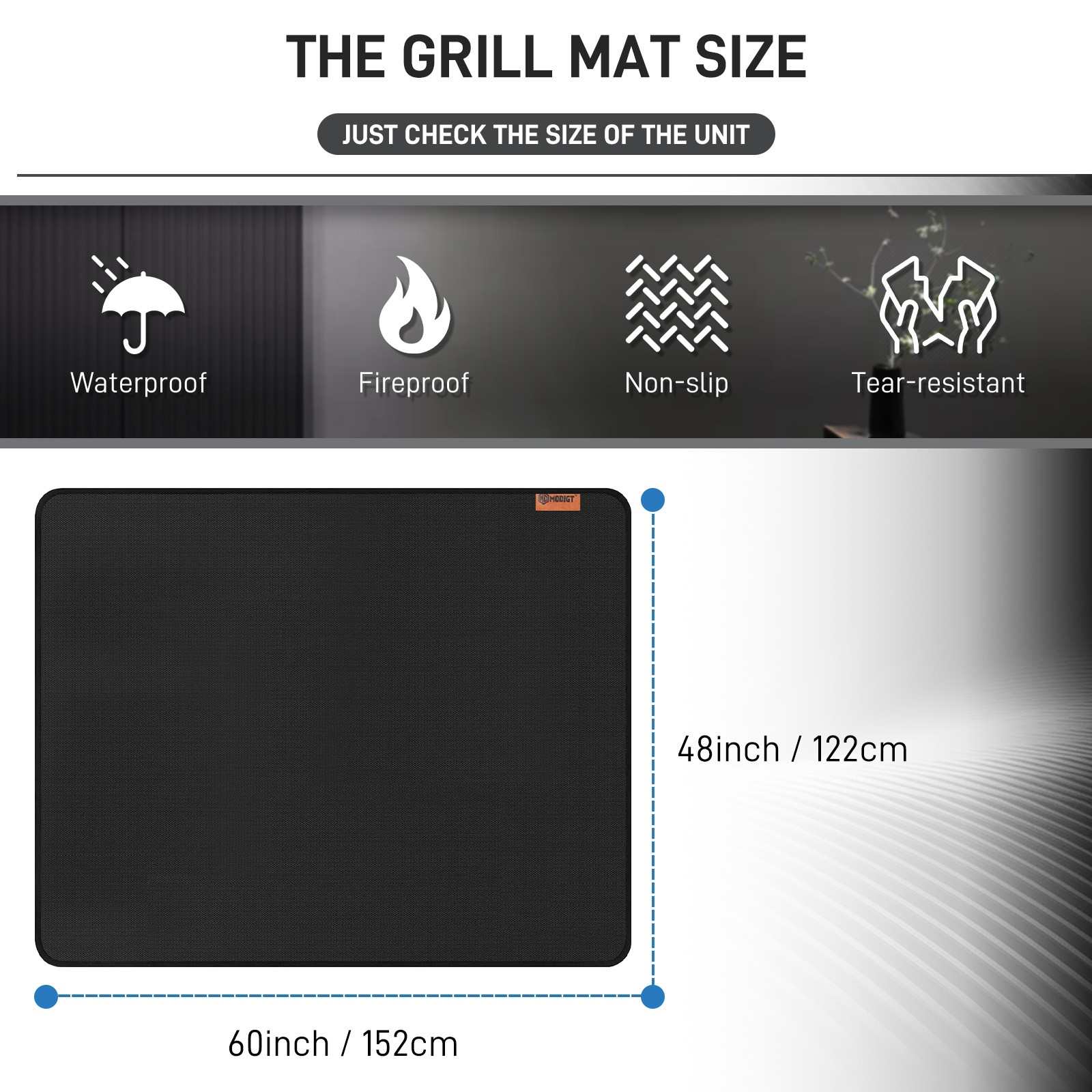 1PCS 60" x 48" Easy to Clean and anti sticking Outdoor Under Grill Barbecue Mat