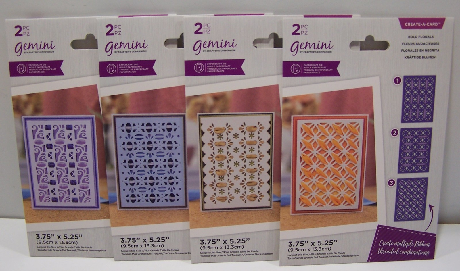 Lot of 4 X 2Pc GEMINI Papercraft Die Create-A-Card BAROQUE SWIRLS/FLORALS/LACE