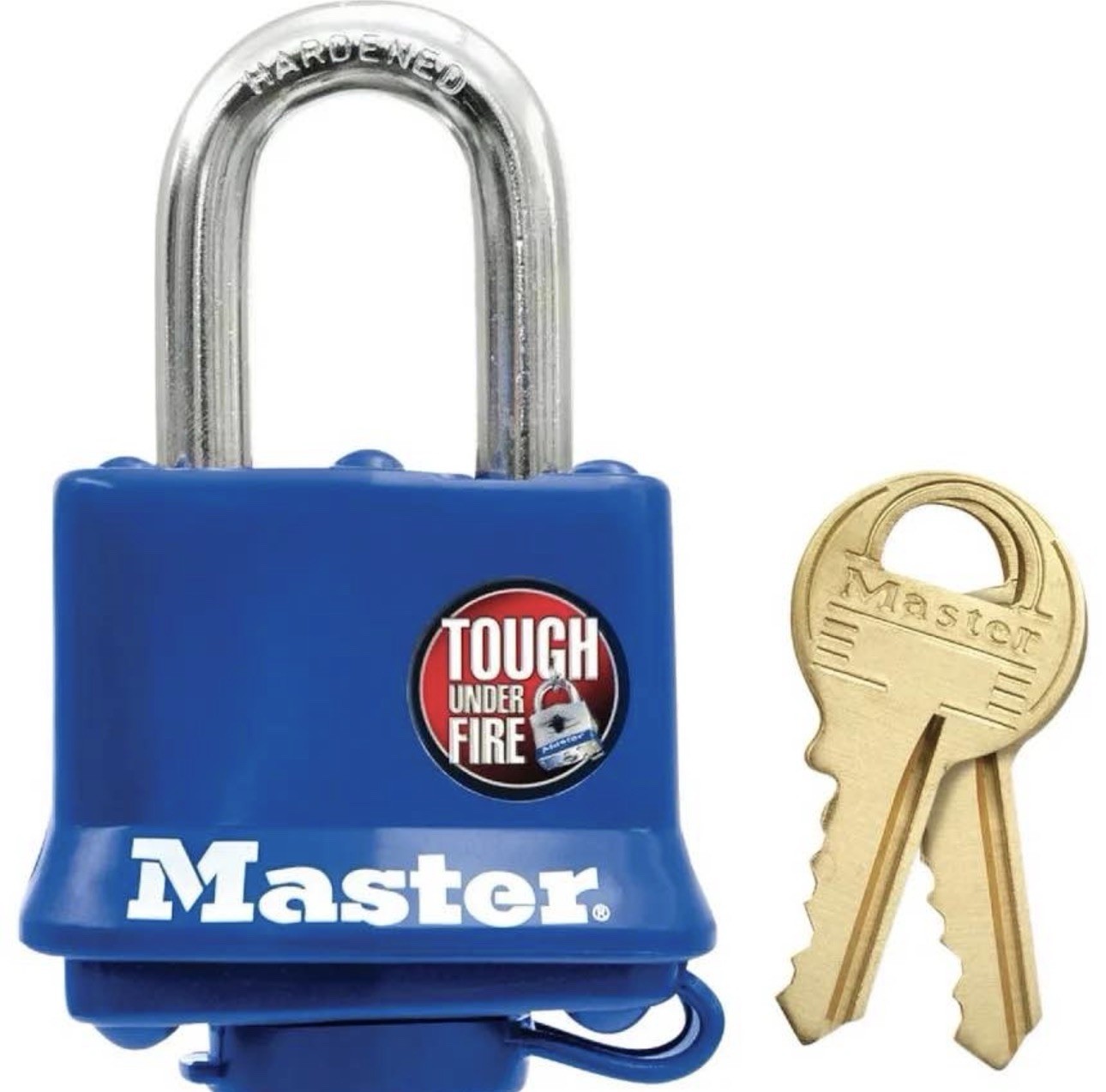 Master Lock 312D Tough Under Fire Blue Keyed Padlock w/ Keys