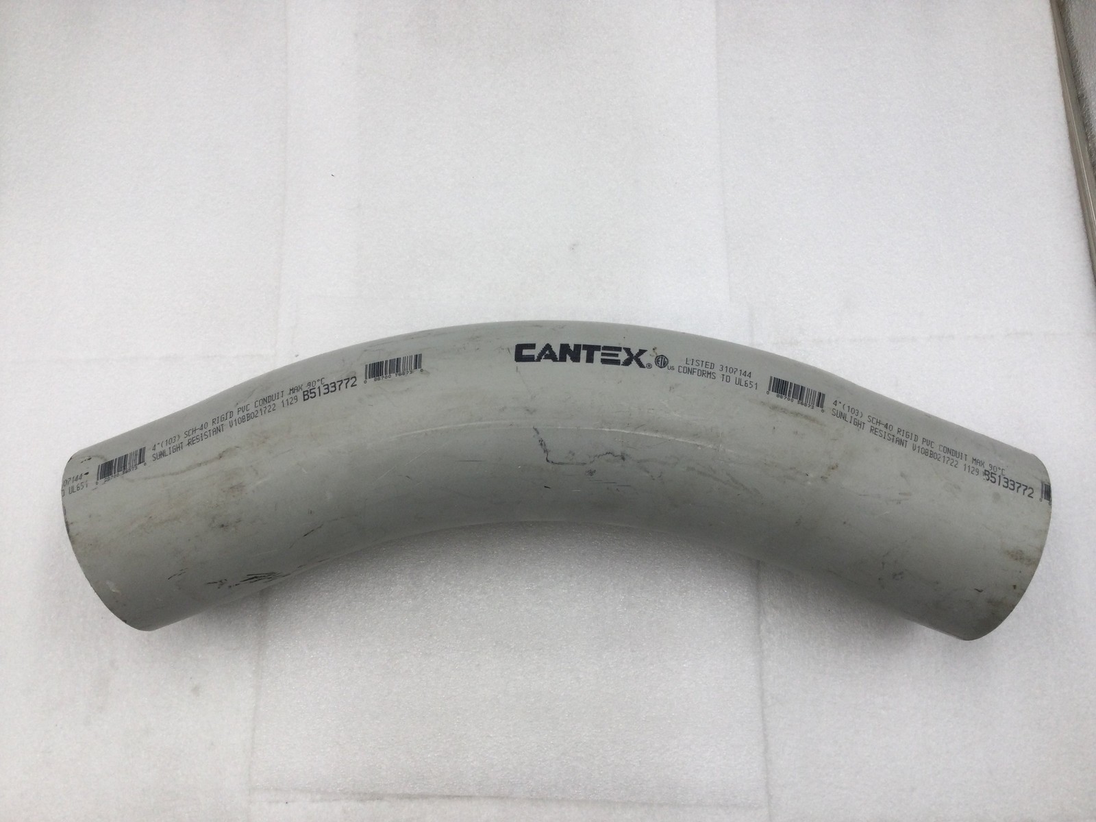Cantex 5133772 4" 45° Rigid SCH 40 PVC Conduit Elbow