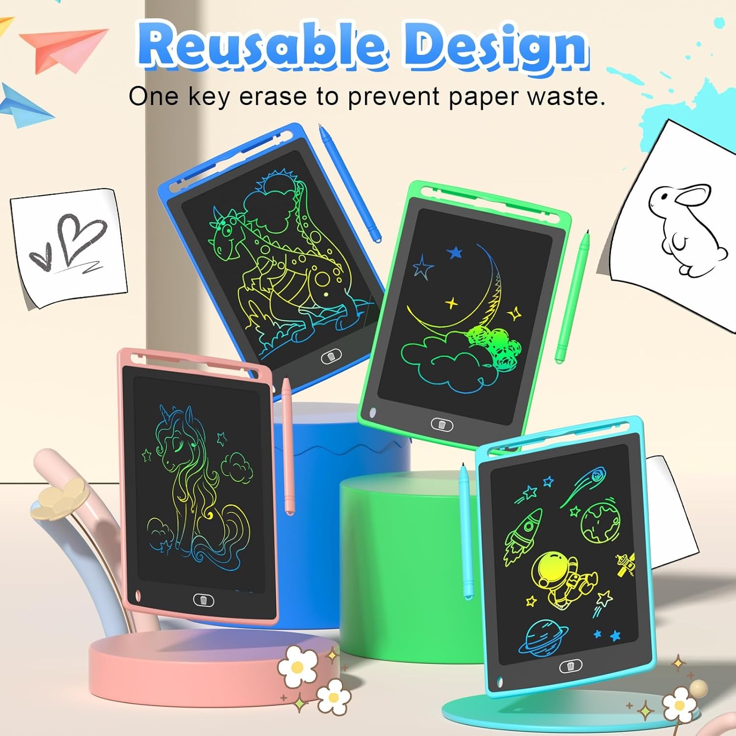 4 Pack LCD Writing Tablets for Children