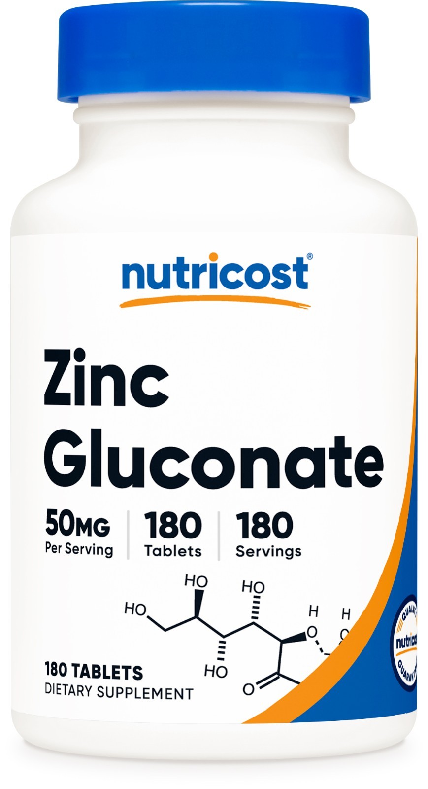 Nutricost Zinc Gluconate 50mg, 180 Tablets - Non GMO