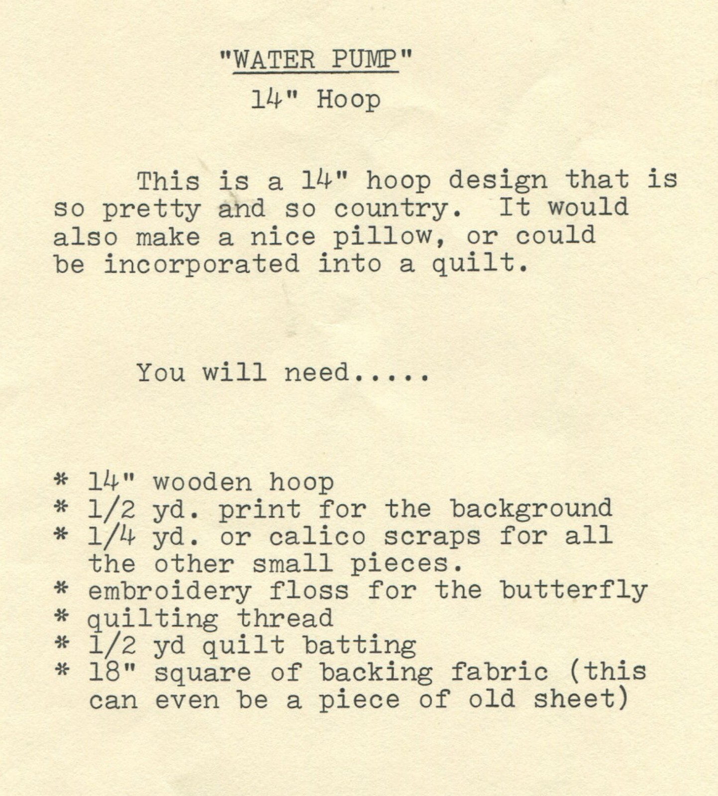 The Water Pump Applique Hoop Pattern by Honey Bee Patterns H5