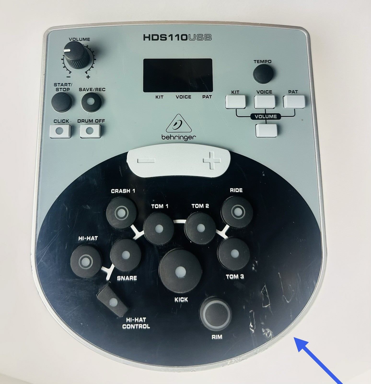 Behringer Electronic Drum Module HDS110USB, W/ Power Adapter /Cable & 2 Clamps