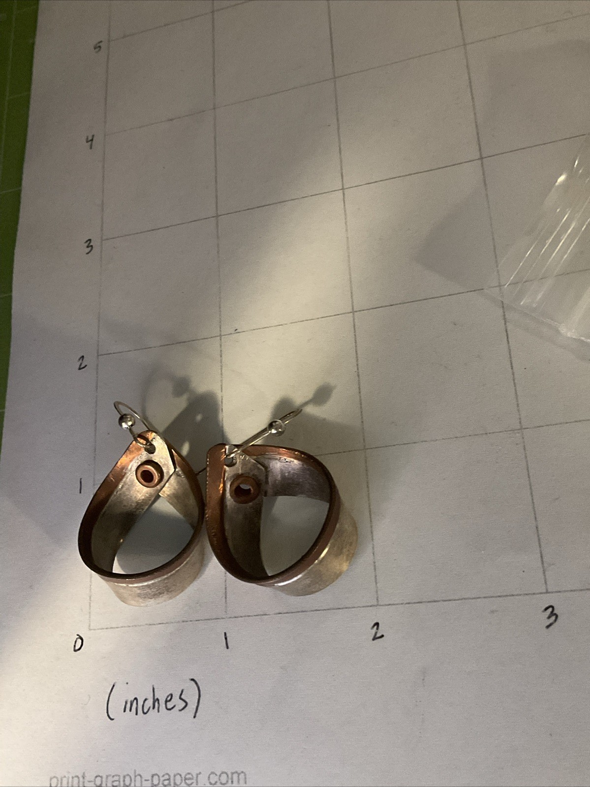Silvertone Coppertone Hoop Metal Dangle Earrings Vintage
