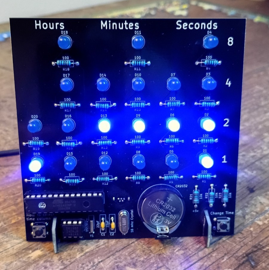 Binary Clock Kit DIY Solder Power of 2 Clock Black