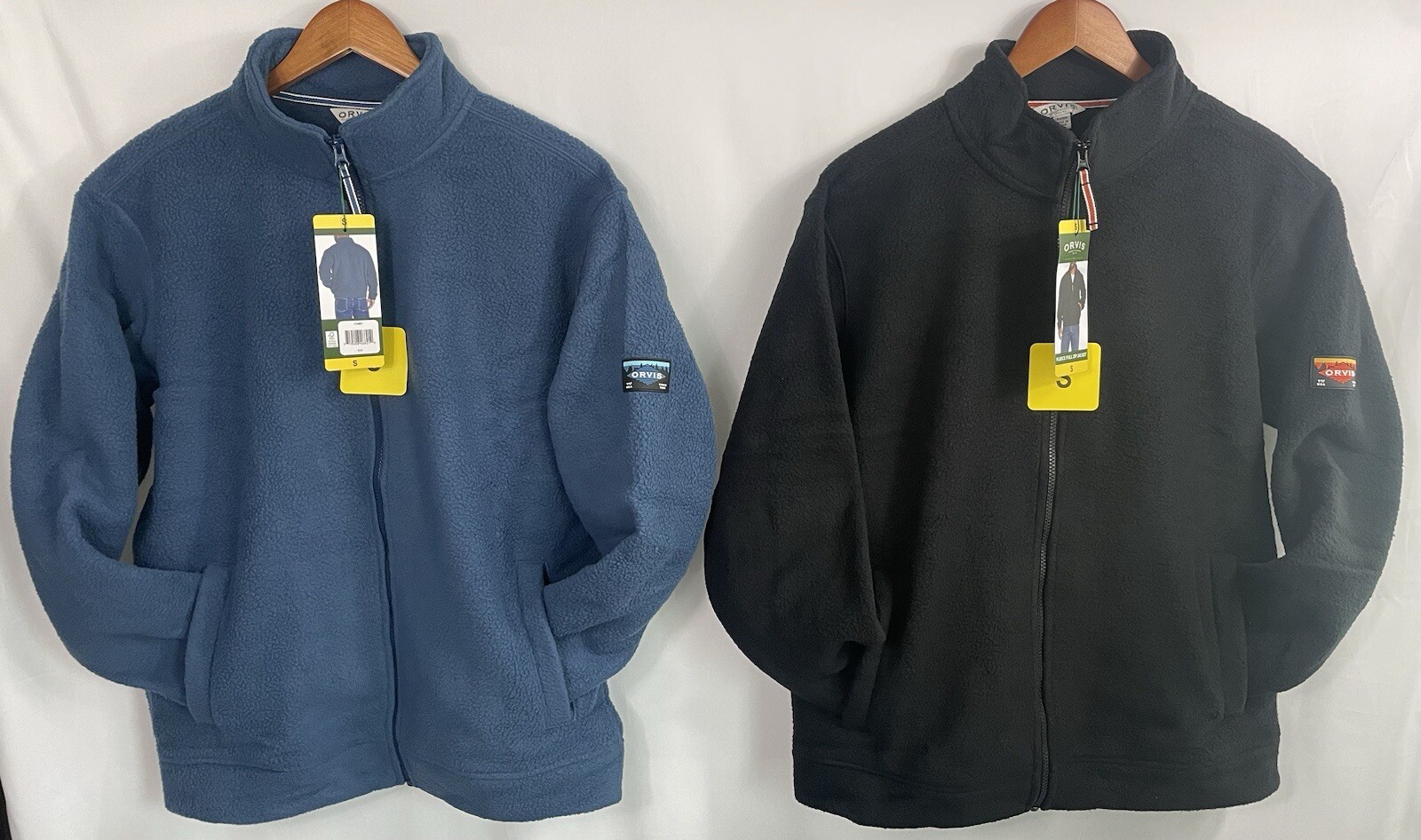 Orvis Men’s Full Zip Fleece Jacket Lot of 2 Black & Blue Pick Your Size NWT