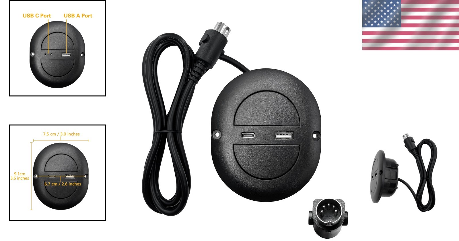 Universal 2 Button Electric Recliner Switch with USB A/C Ports - Easy Install