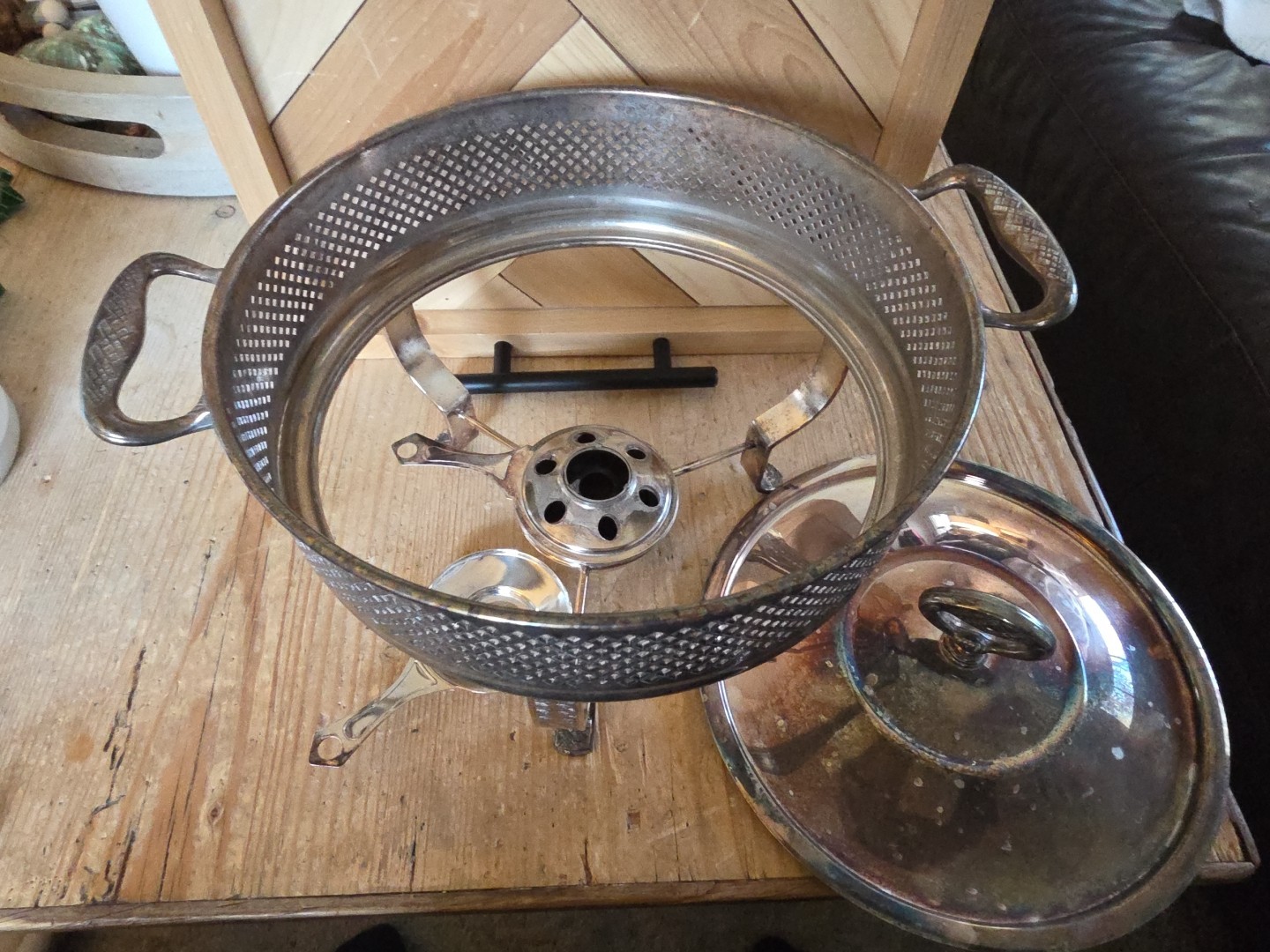 Vintage Silverplate Chafing Serving Set, No Glass Insert