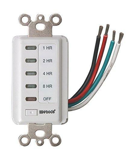 Woods 59013 in-Wall Timer, 120 V, 15 A, 2, 4, 8, 12 Hr Off, 8-Hour, White