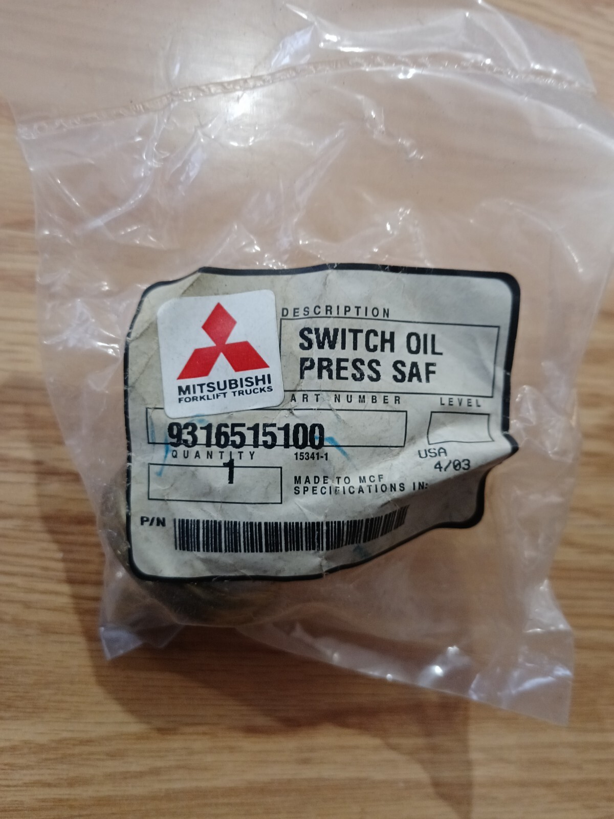 MITSUBISHI CATERPILLAR FORKLIFT OIL PRESSURE SWITCH SAF 9316515100