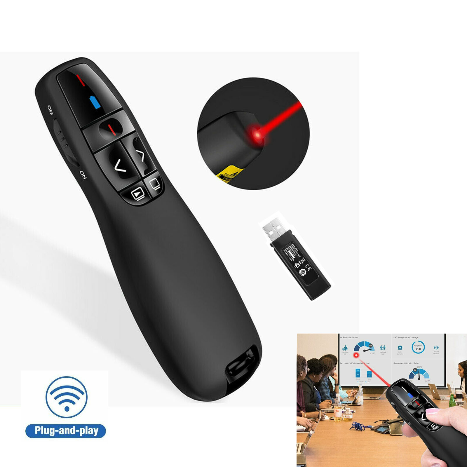 Wireless USB PPT Presenter Presentation Flip Laser Pointer Pen Remote Control