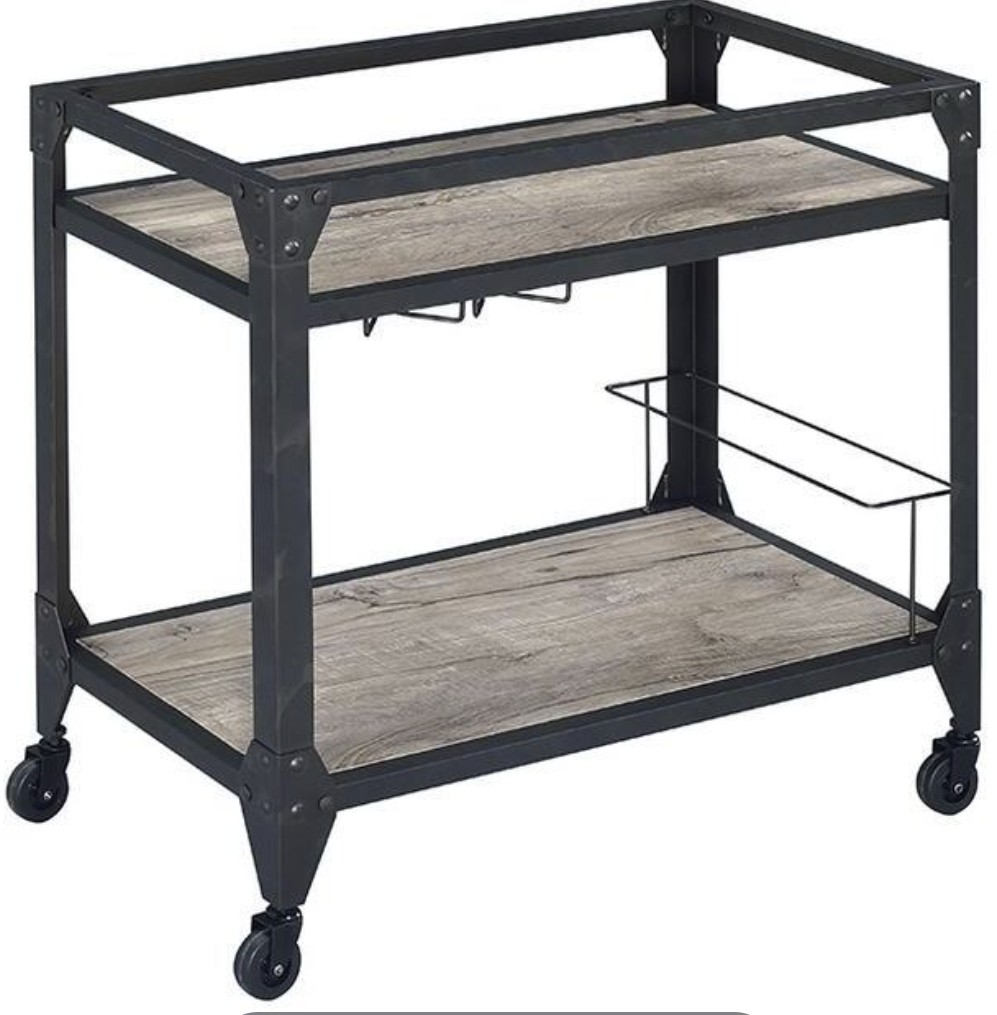 Jorgensen Rustic Oak & Charcoal Finish Serving Cart