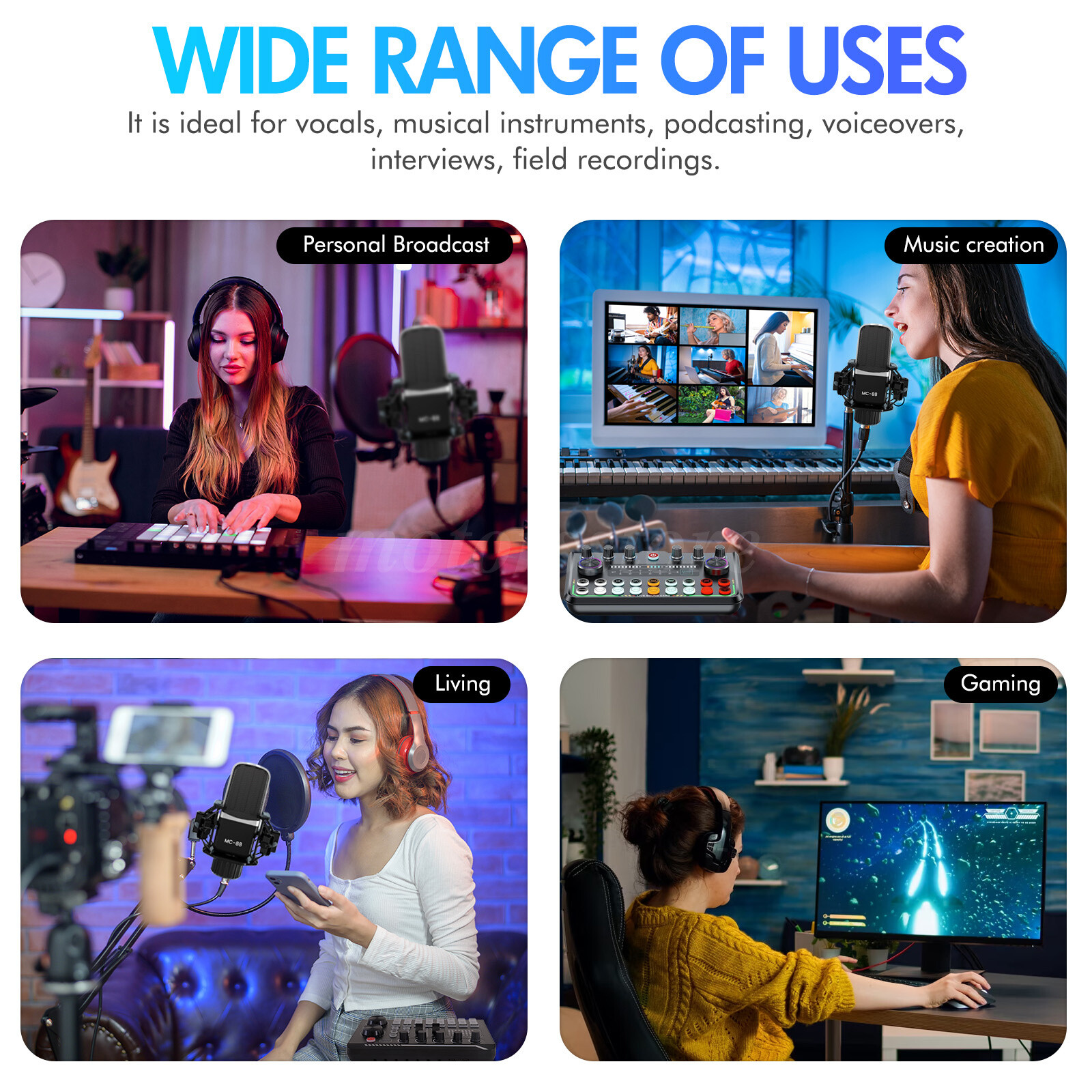 Professional Condenser Microphone Kit Complete Set For Podcast Studio Recording