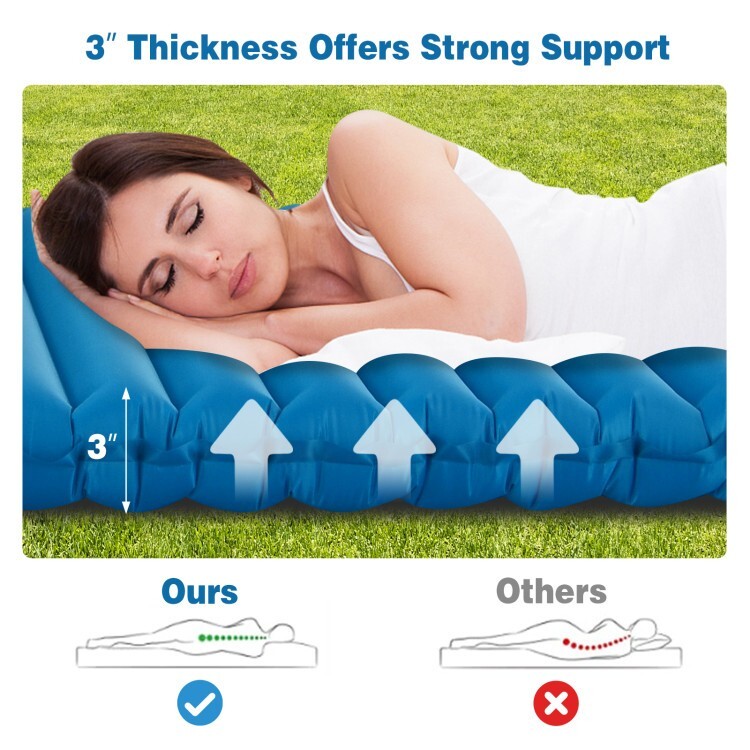 3" Camping Sleeping Pad Thick Waterproof Inflatable Sleeping w/Tents & Hammocks