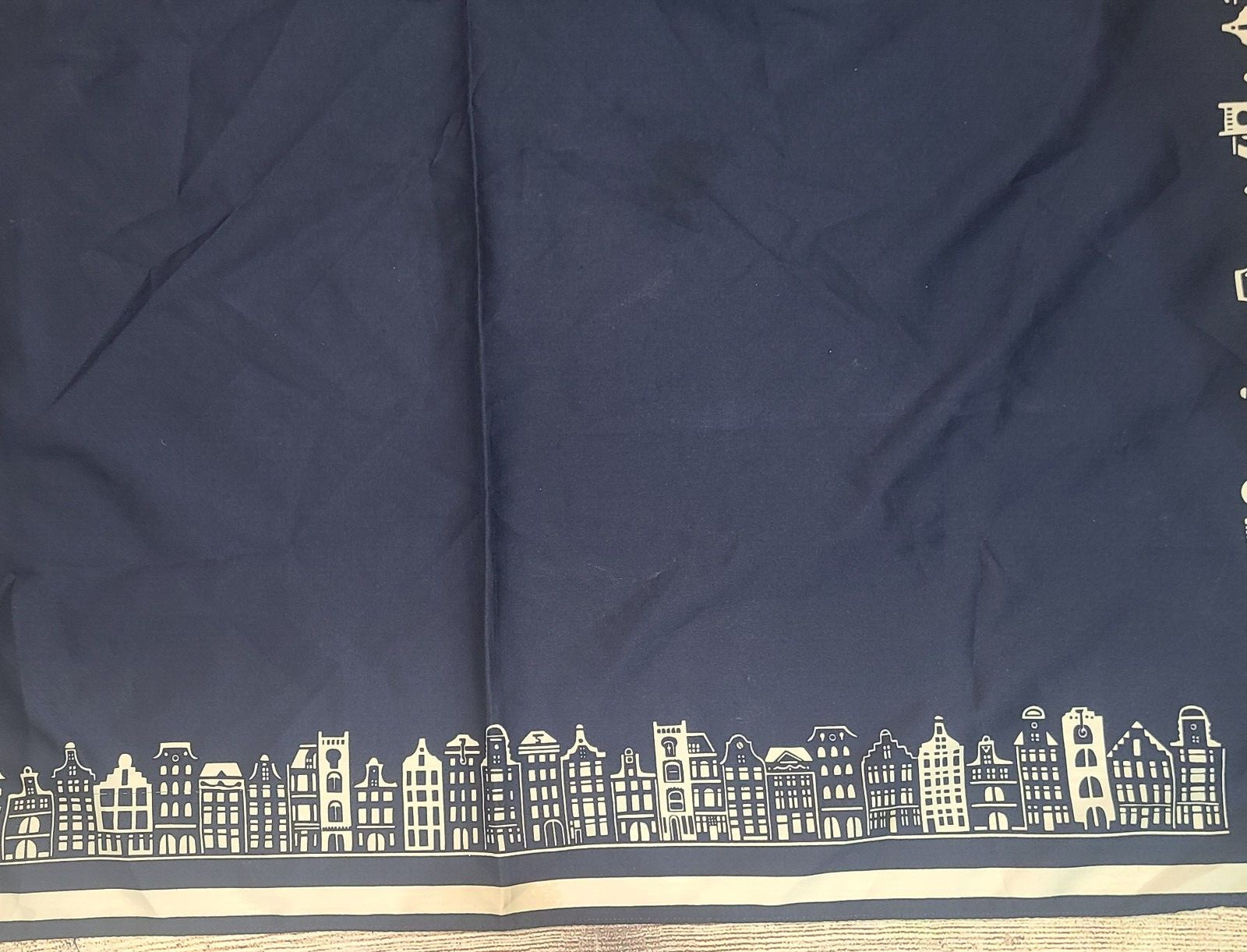 Amsterdam Square Scarf Women's Navy Blue White 30" x 31" Polyester Flaw