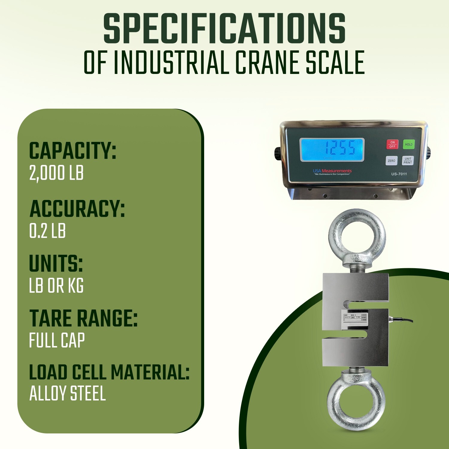 US-CSK-2K Hanging Scale (S-Type) tension & compression 2,000 lb with Printer